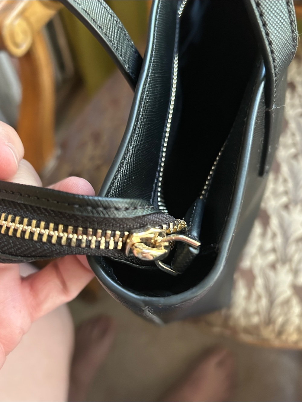 kate spade Black Leather Tote with Front Pocket - Picture 8 of 9